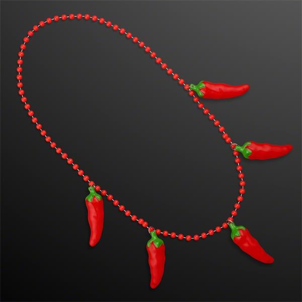 Non Light Up Five Jumbo Charm Chili Pepper Necklace for Cinco de Mayo 