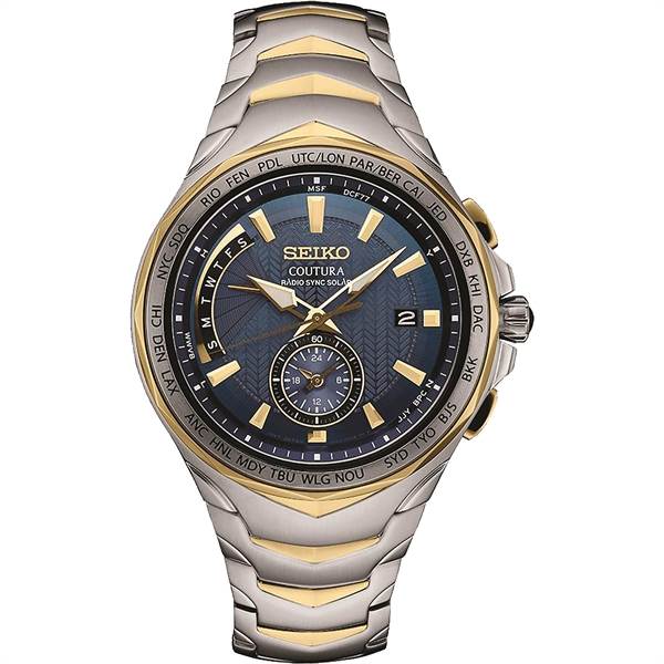 Seiko Men's Coutura Solar Blue Dial Two Tone Bracelet Watch |  EverythingBranded USA