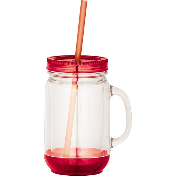 Promotional 20 Oz Game Day Double Wall Mason Jars with Straws