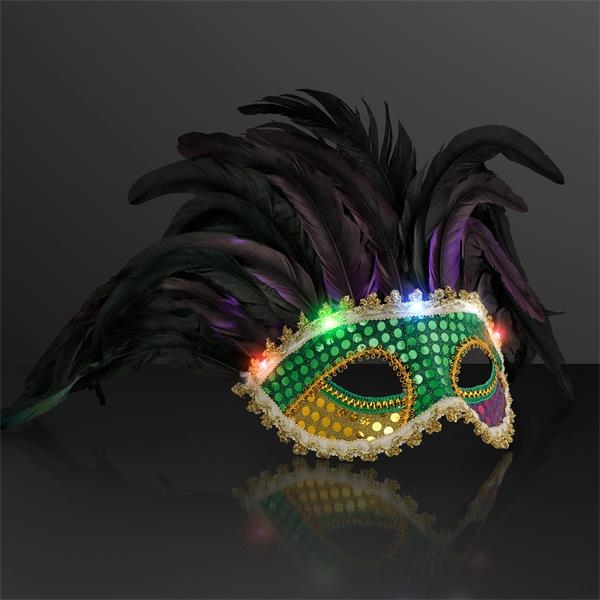 Mardi Gras Diamond Feather Mask 1ct - Litin's Party Value