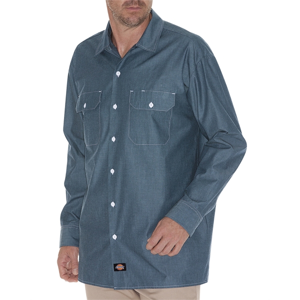 Dickies Men's Relaxed Fit Long-Sleeve Chambray Shirt