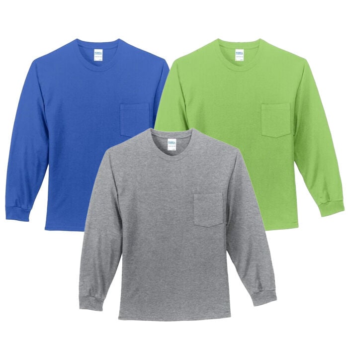 Port & Co Long Sleeve Essential Pocket Tee.