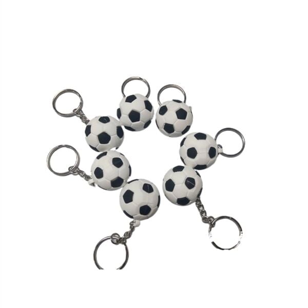 Soccer Shaped Keychains Silicone Keyring
