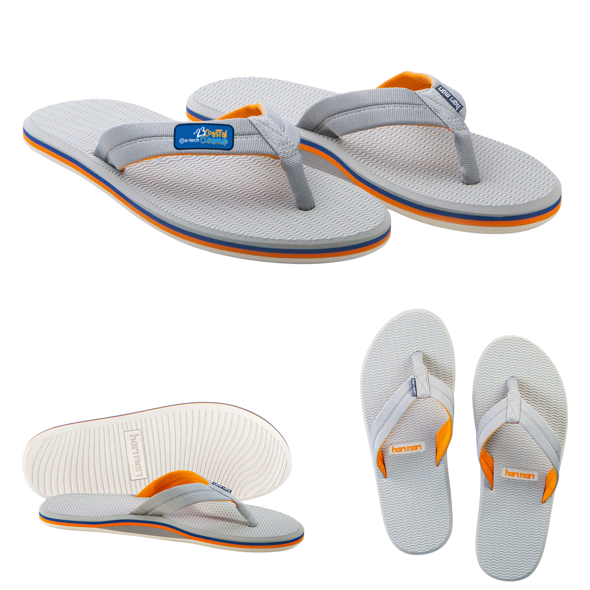 Hari Mari Men’s Gray Flip Sandals with Orange Accent hari mari mens flip flap sandals Gray Multicolored size 11  main image 3