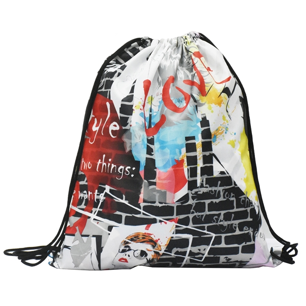 210D Fully Sublimated Cinch Up Drawstring Backpack 15