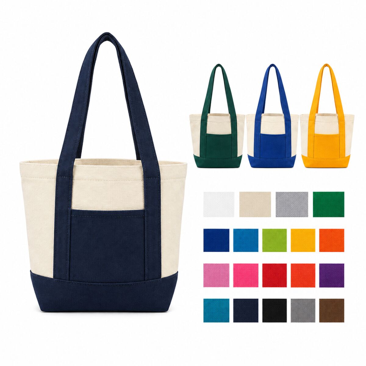 Mini Reusable 12OZ Canvas Tote Bag With Front Pocket