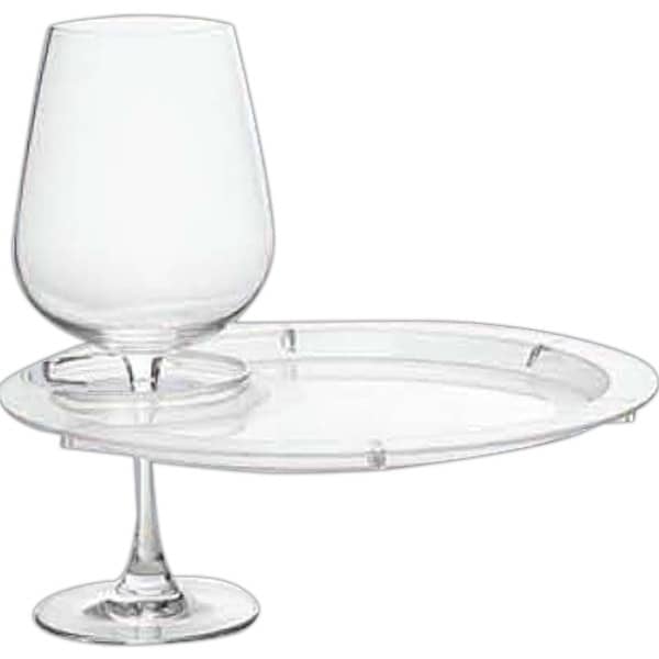Round Party Plate With BuiltIn Stemware Holder, Plastic