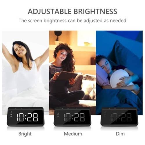 Digital Alarm Clock With Qi Certified 10W Wireless Charger A