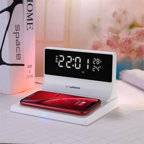 Qi Certified 15W Wireless Charger And LED Digital Clock With