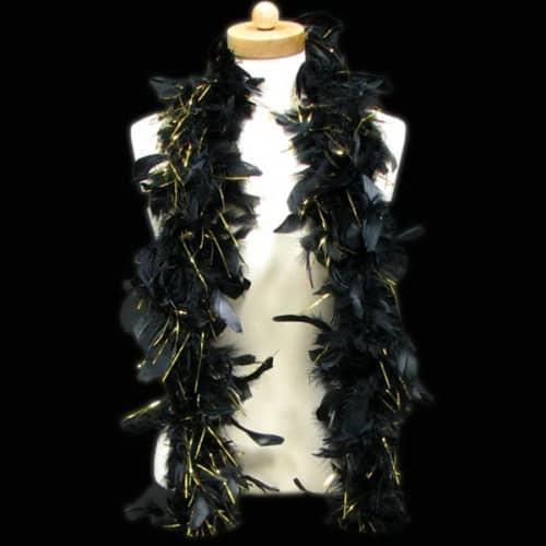 Black Feather Boa with Gold Tinsel EverythingBranded USA