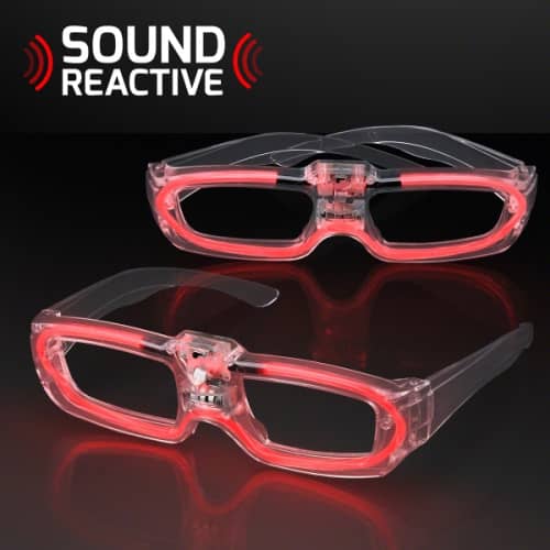 Sound Reactive LED Red Party Shades, 80s Style