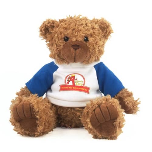 8" Brown Curly Bear with T-shirt and Full Color Imprint