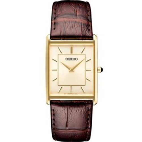 Seiko Mens Essential Rectangle Champagne Dial EverythingBranded USA