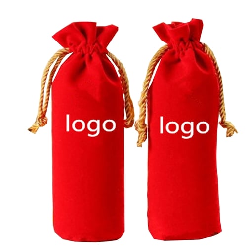 Burgundy Drawstring Flannelette Wine Bottle Bags EverythingBranded USA