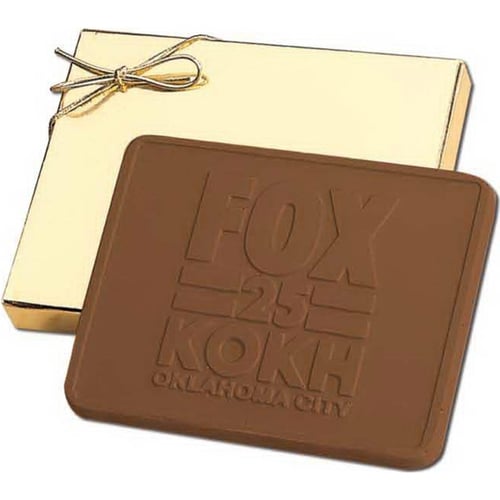 Promotional 5 Oz. Chocolate Bar in Gold Gift Box