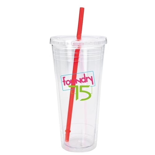 Clear Tumbler with Colored Lid - 24 oz