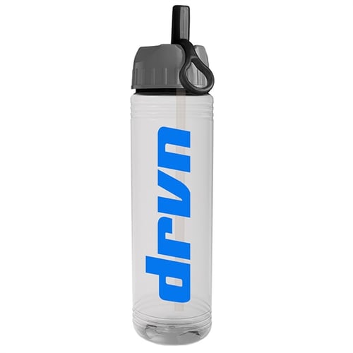 Customized Slim Fit Water Bottles with Ring Straw Lid (24 Oz.)