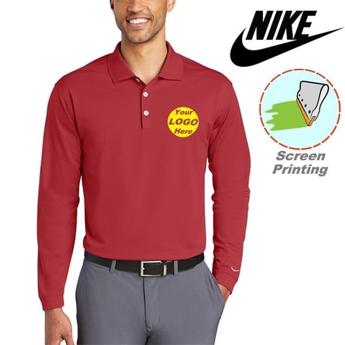 Nike Long Sleeve Dri FIT Stretch Tech Polo w Screen Print