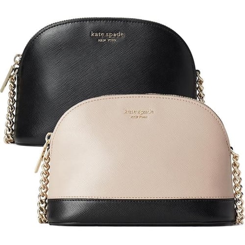 Kate Spade New York Women's Spencer Small Dome Crossbody Bag, Warm  Beige/Black, One Size: Handbags