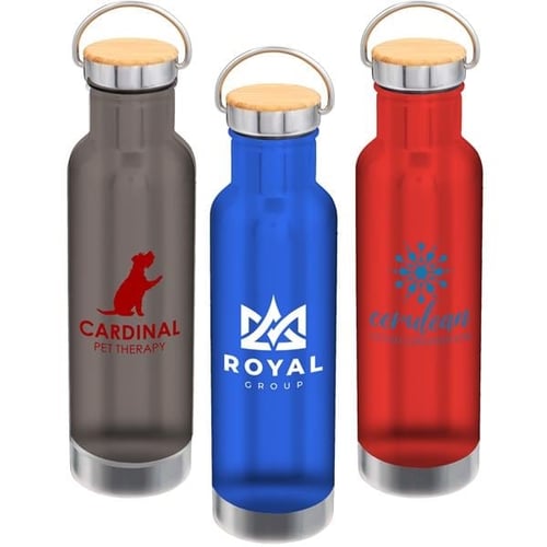 Plastic Water Bottle with Bamboo Lid 28 oz