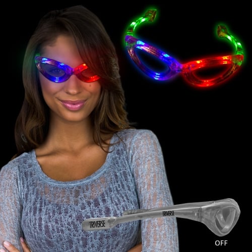 Tri Color Light Up Glow Flashing LED Glasses