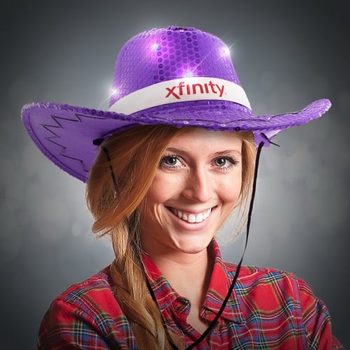 LED Purple Sequins Cowboy Hat by Windy City Novelties