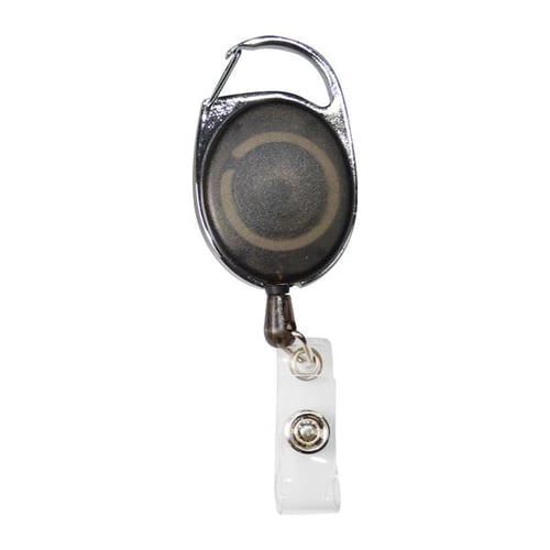 Promotional Customized Transparent Oval Carabiner Badge Reel w/ Belt Clip