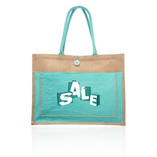 Personalized Tote Bag Embroidered Name Vintage Style Jute Cotton Pocket 