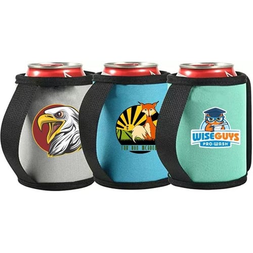 12 Oz. Neoprene Sublimated Can Cooler W/ Strap Handle