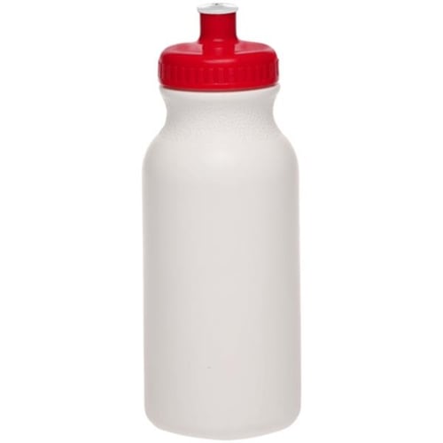 White Water Bottles with Push Cap, 10 pack, 20 oz, Reusable BPA FREE  Squeezable Bottles in Bulk, White Red 
