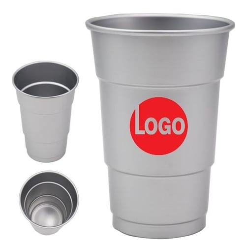 Logo Branded 16 oz. Custom Aluminum Reusable Stadium Party Beer Cup -   | Cups