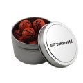Round Metal Tin with Lid and Chocolate Basketballs