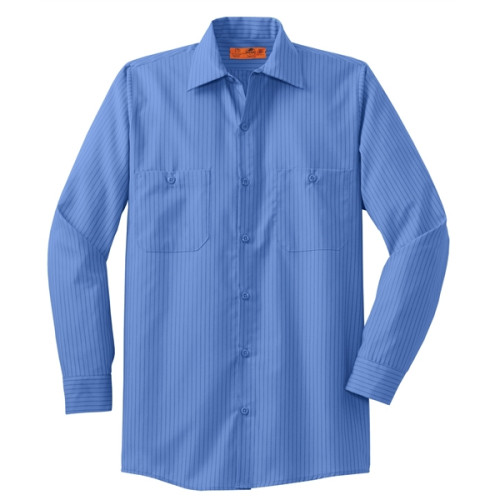 Red Kap Long Sleeve Striped Industrial Work Shirt.