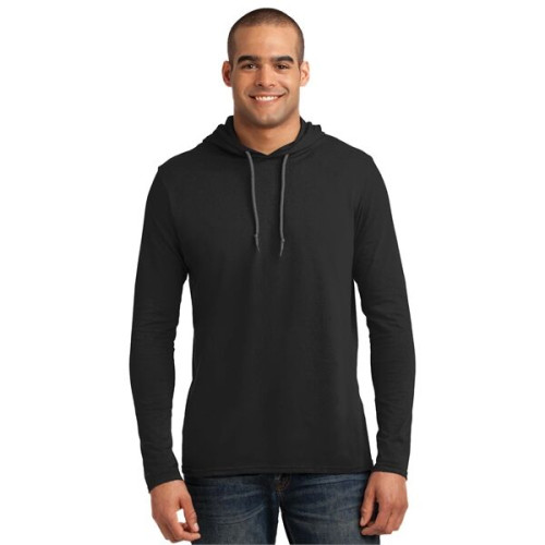 Promotional Customized Gildan 100% Ring Spun Cotton Long Sleeve Hooded T-Shirt.