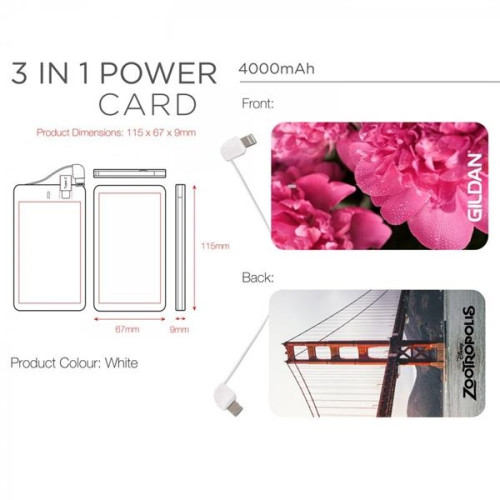 4000mAh Credit Card Size Charger Power Bank W Built In Type