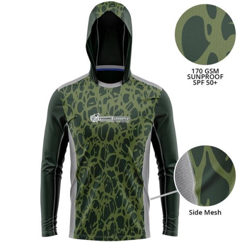 Promotional Customized Mesh Fishing Long Sleeve Hoodie T-Shirt 170 GSM Sunproof