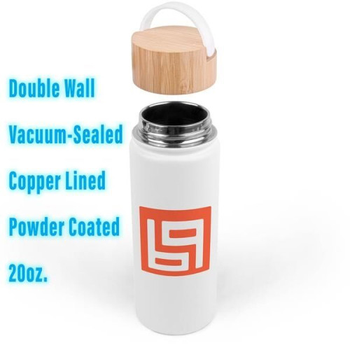 20 oz. Vacuum-Sealed Stainless Water Bottle with Bamboo Lid