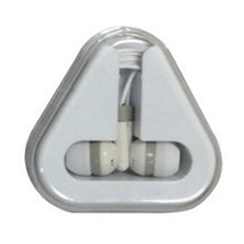Earbuds in Triangular Storage Display Case