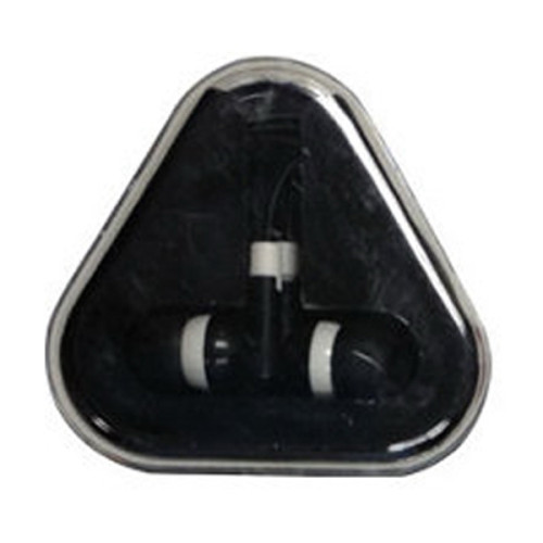 Earbuds in Triangular Storage Display Case