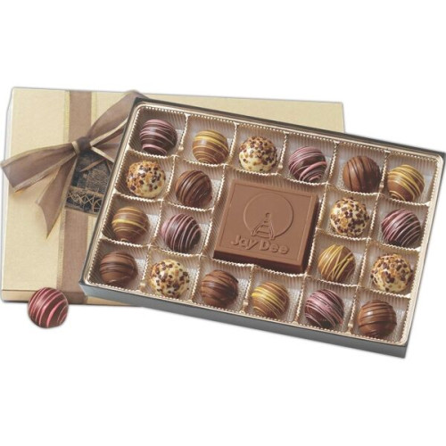Gift Box Filled with Truffles and Chocolate Centerpiece