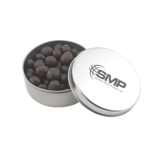 Large Round Metal Tin with Lid and Chocolate Espresso Beans