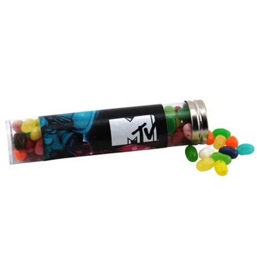 Jelly Bellys Candy in a 6 " Plastic Tube with Metal Cap