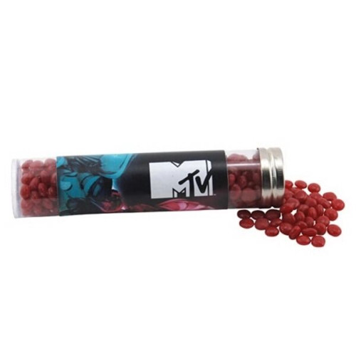 Red Hots Candy in a 6 " Plastic Tube with Metal Cap