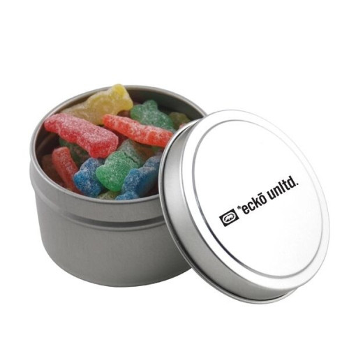 Round Metal Tin with Lid and Sour Kids