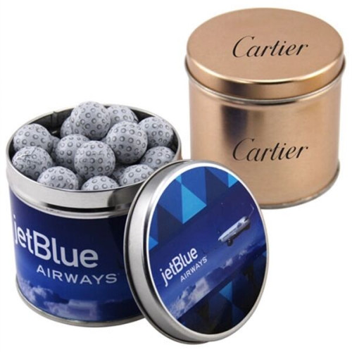 Chocolate Golf Balls in 3.5" Round Metal Tin with Lid