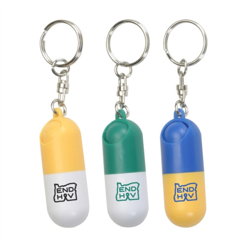 Clearance! Capsule Shaped Pill Box With Key Ring